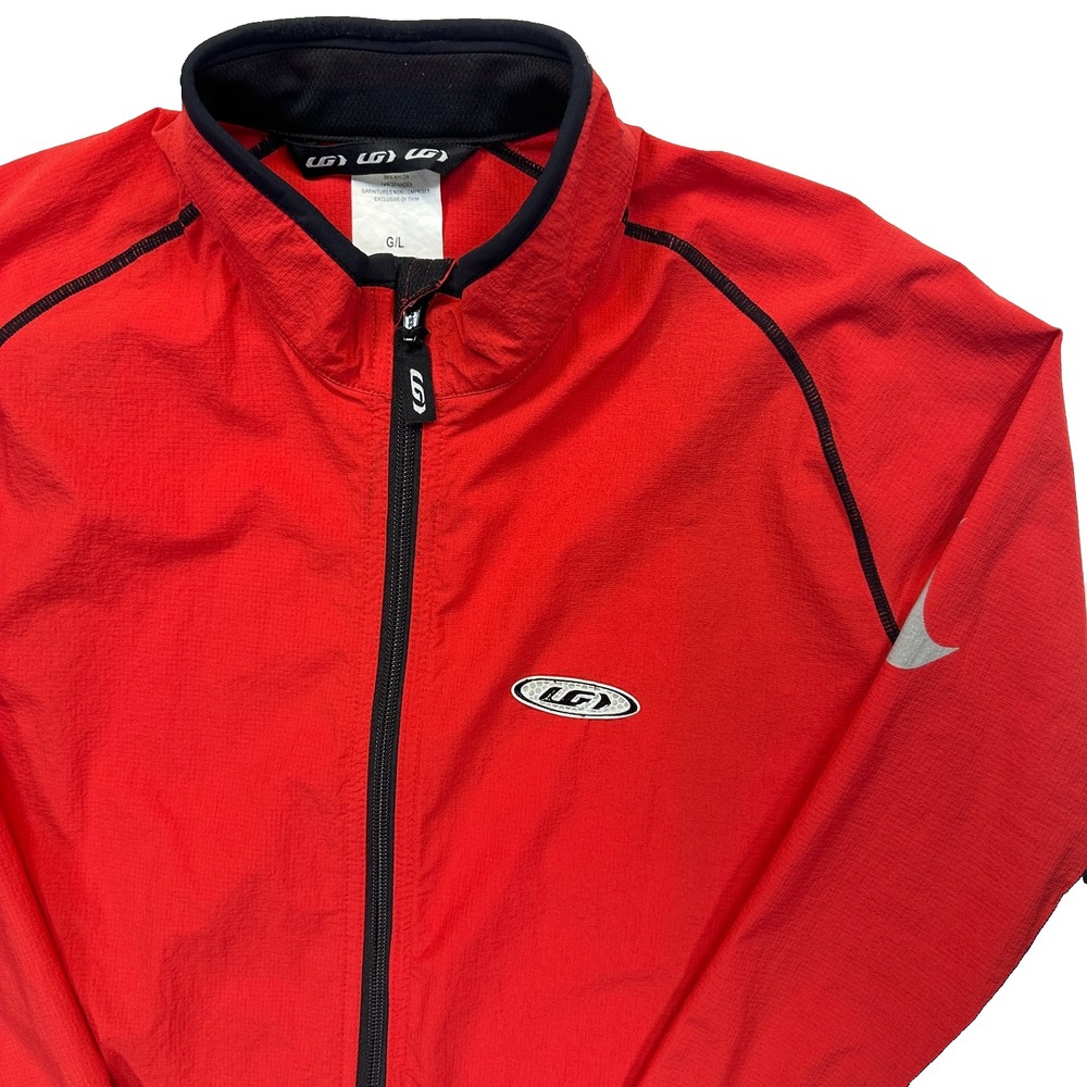 Louis Garneau Cycling Jacket Mens Large Red Black Full Zip Windbreaker Road Bike